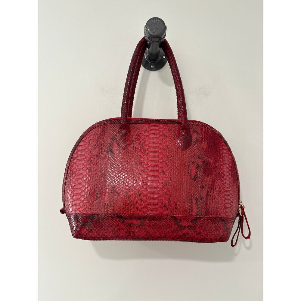 Pelle Moda Red Python Leather Top Handle Bag - Picture 4 of 12